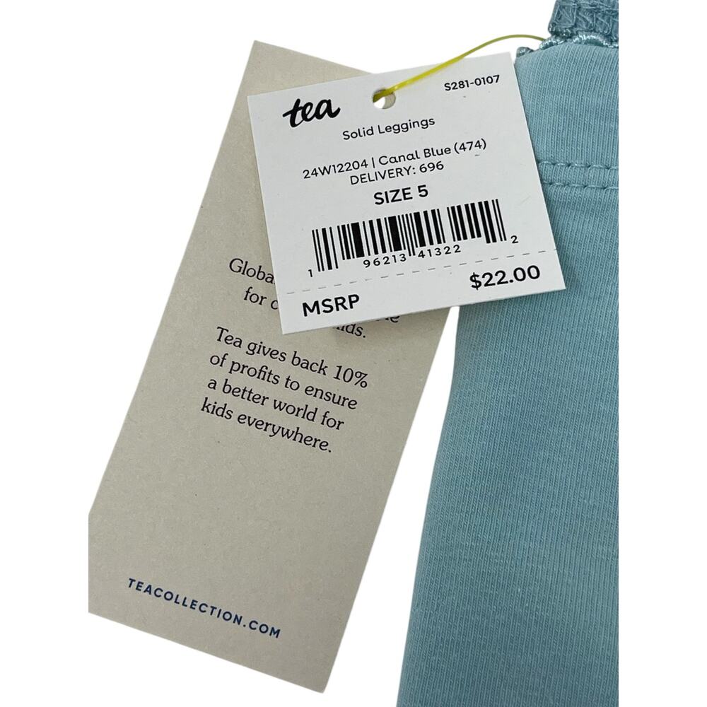 Tea Collection NWT Canal Blue Solid Leggings. Size 5. - Picture 4 of 6